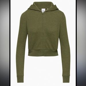 TNA Olive Green Waffle Zip-Up Hoodie
